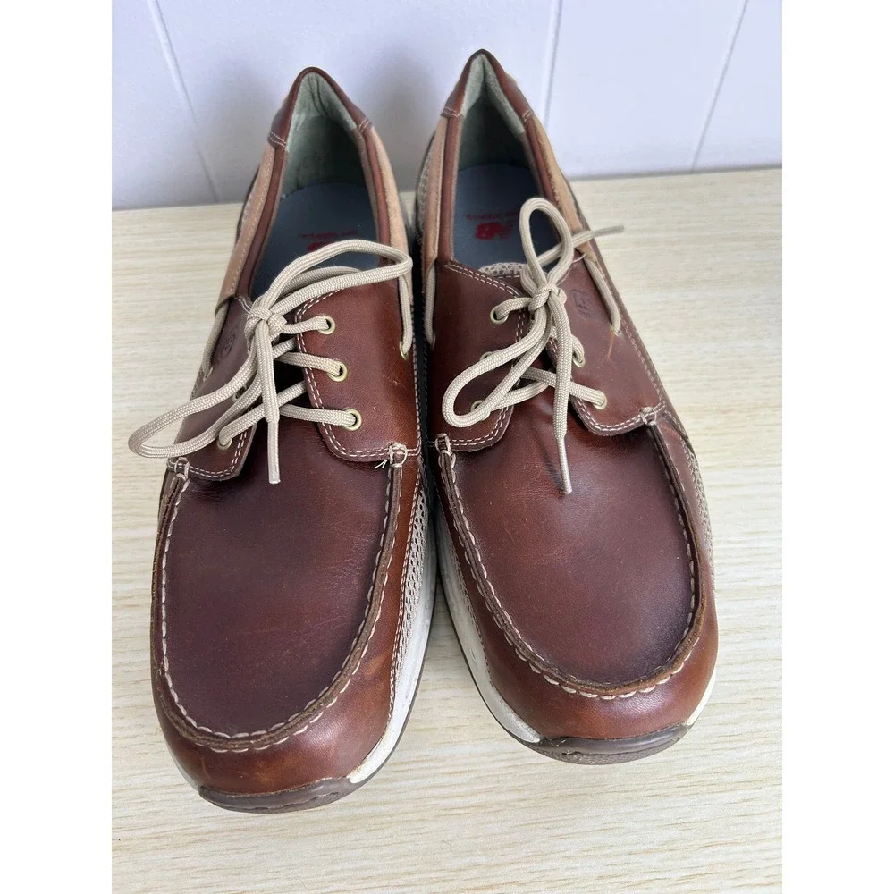 Dunham‎ Captain Leather Boat Shoes Mens 11.5 Brown Mesh Rollbar Nautical